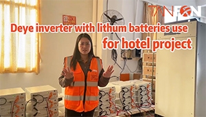 Deye inverter with lithum batteries use for hotel